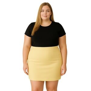 Alfani Womens Skirt Size 16 Yellow Popcorn Stretch Career‎ Pencil